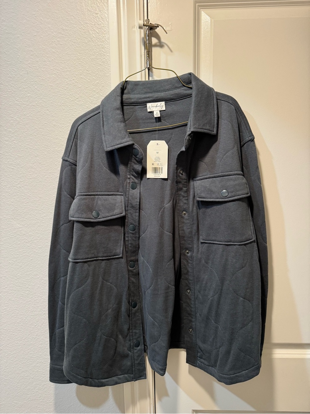 Wonderly Quilted Button-Up Jacket — Gray